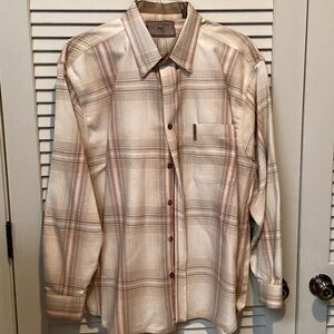 Clearwater Classic Beige Plaid Button-Down Shirt
